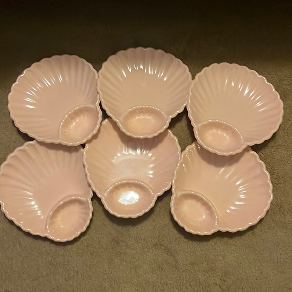 6 Seashell Chip and Dip Trays Beach Mermaid Theme Party Shower Peach